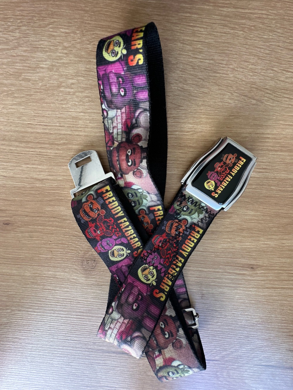 Five Nights Themed Black Character Print Webbing Belt with Metal Buckle